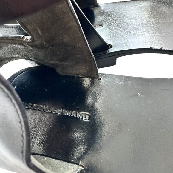 Alexander Wang Alec Ankle Cuff Black Leather flat sandals 39.5 US 8.5 - Picture 6 of 10